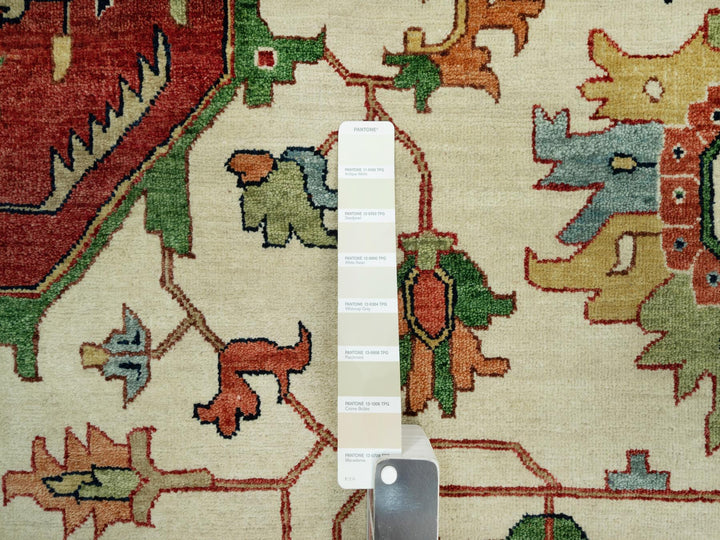 14'0" x 14'0" New Hand Knotted Ivory Wool Round Oriental Rug - MOA10290661