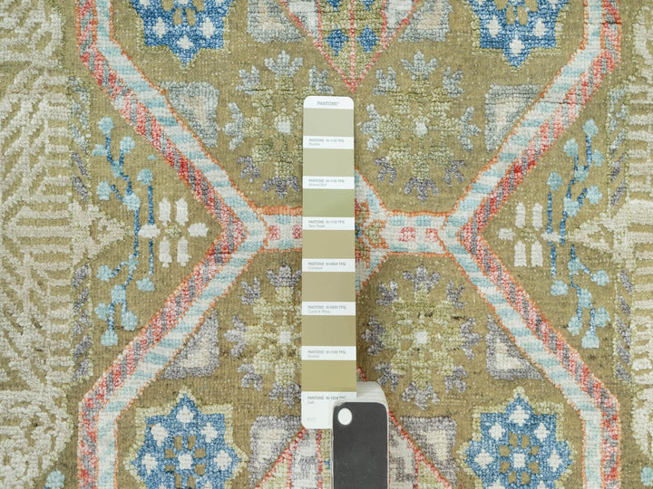 11'6" x 18'1" New Hand Knotted Brown Wool & Silk Rectangle Oriental Rug - MOA10290689