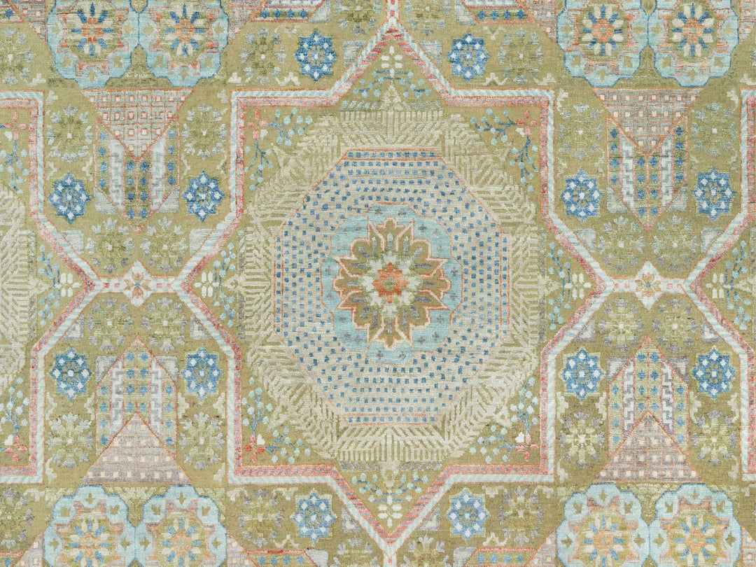 11'6" x 18'1" New Hand Knotted Brown Wool & Silk Rectangle Oriental Rug - MOA10290689