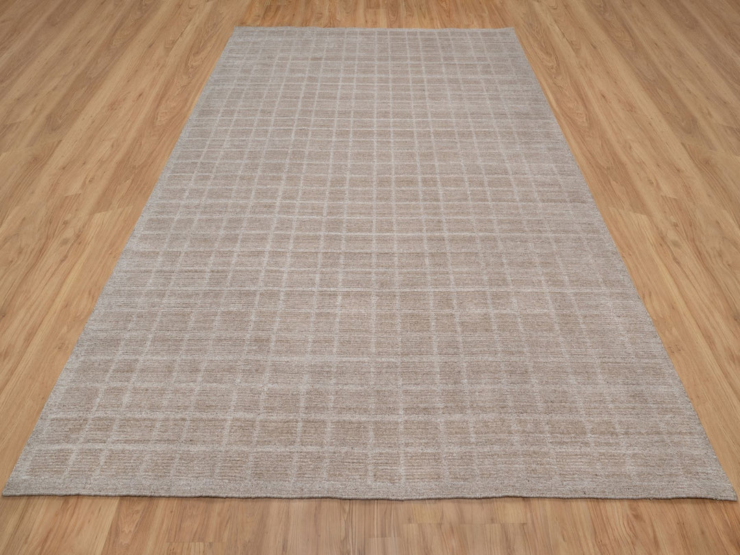 8'2" x 9'10" New Hand Loomed Brown Wool Rectangle Oriental Rug - MOA10290703