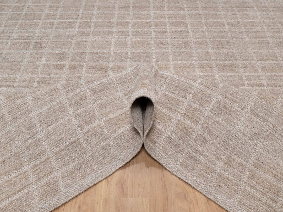 8'2" x 9'10" New Hand Loomed Brown Wool Rectangle Oriental Rug - MOA10290703