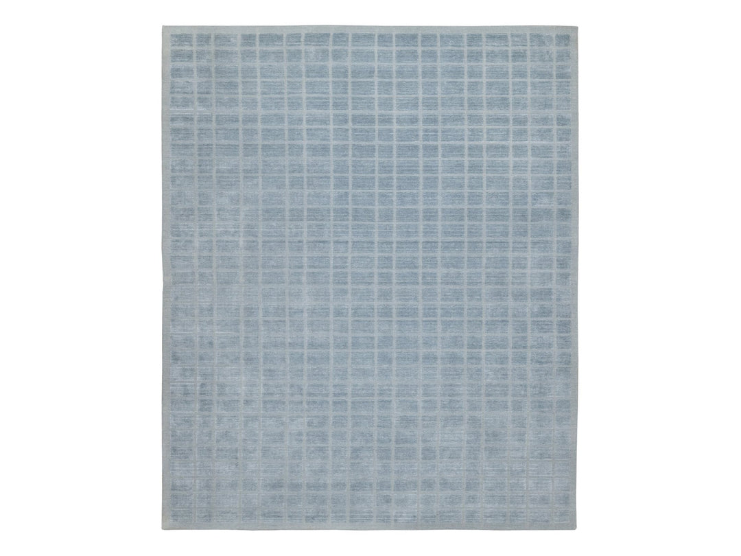 8'2" x 9'10" New Hand Loomed Blue Wool Rectangle Oriental Rug - MOA10290705