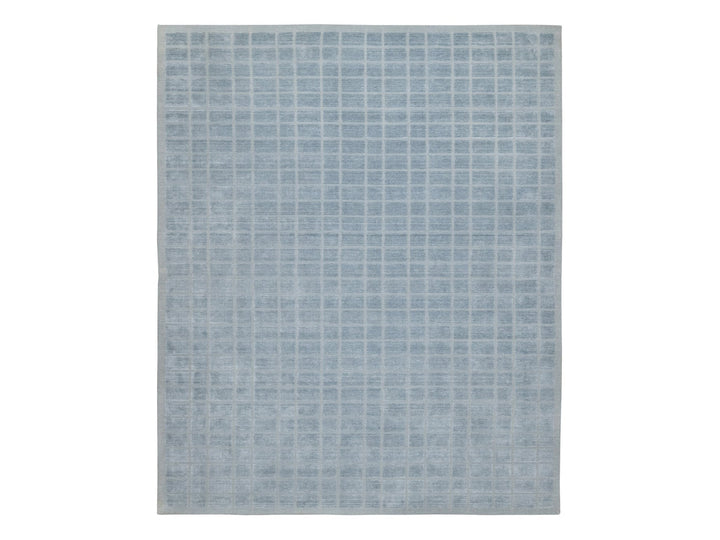 8'2" x 9'10" New Hand Loomed Blue Wool Rectangle Oriental Rug - MOA10290705