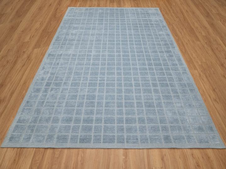 8'2" x 9'10" New Hand Loomed Blue Wool Rectangle Oriental Rug - MOA10290705