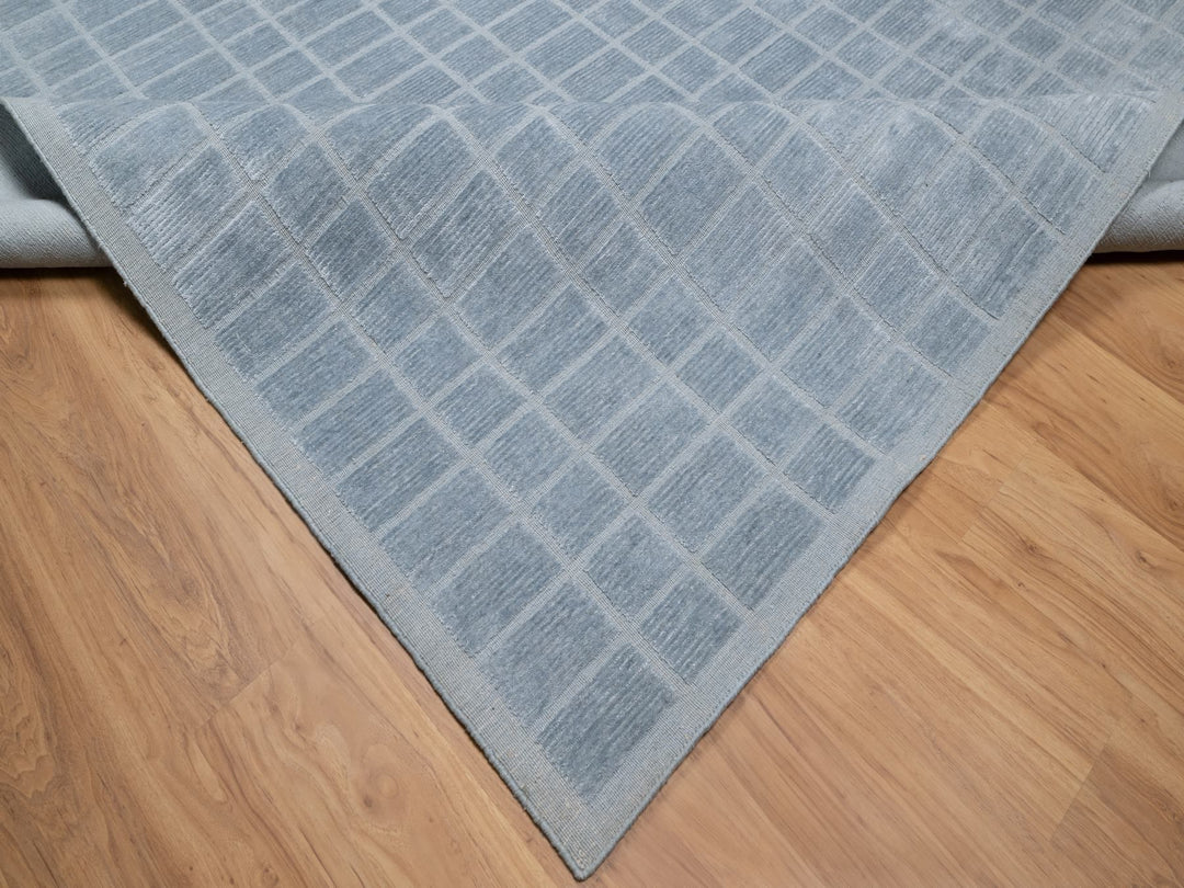 8'2" x 9'10" New Hand Loomed Blue Wool Rectangle Oriental Rug - MOA10290705