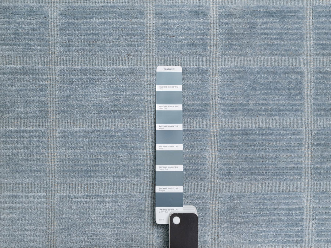 8'2" x 9'10" New Hand Loomed Blue Wool Rectangle Oriental Rug - MOA10290705