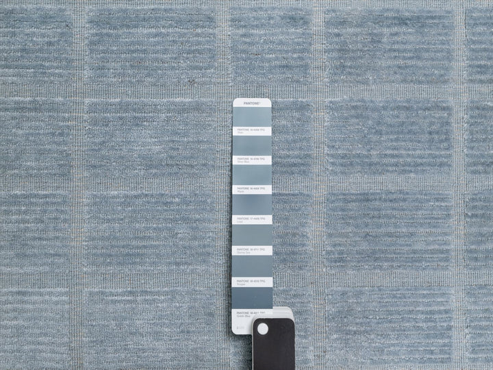 8'2" x 9'10" New Hand Loomed Blue Wool Rectangle Oriental Rug - MOA10290705