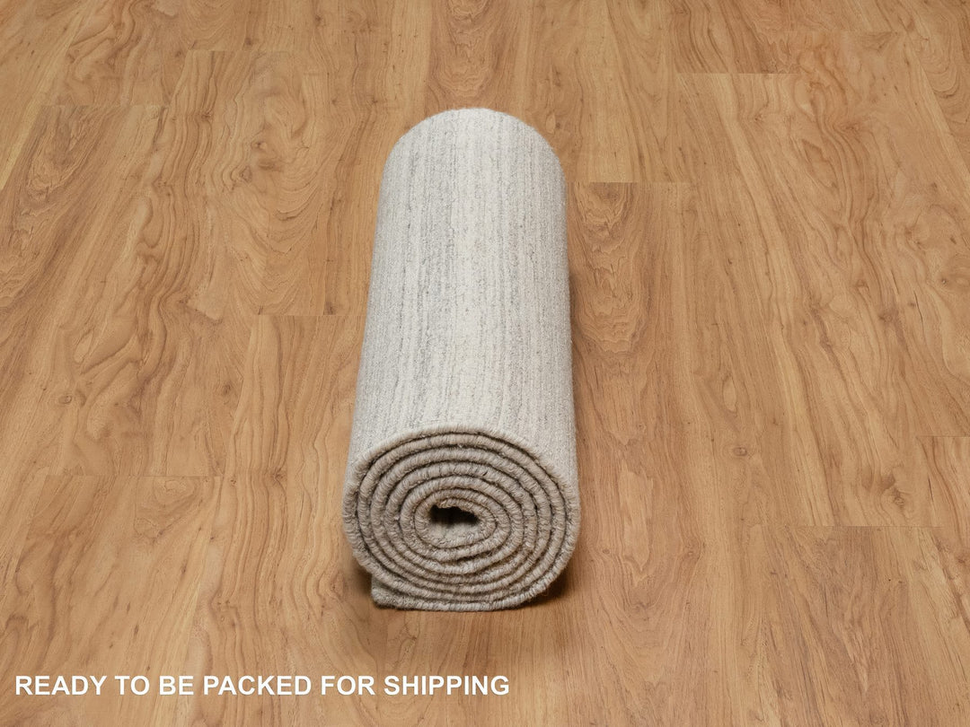 2'6" x 10'0" New Hand Loomed Beige Wool Runner Oriental Rug - MOA10290717