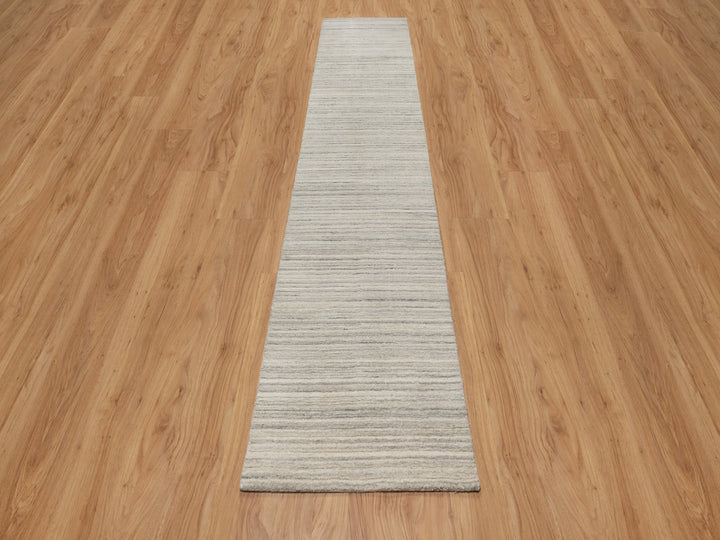 2'7" x 11'10" New Hand Loomed Beige Wool Runner Oriental Rug - MOA10290719