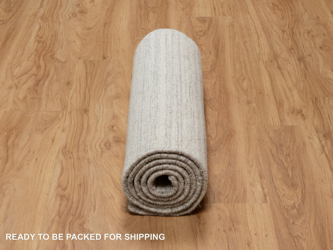 2'5" x 8'0" New Hand Loomed Beige Wool Runner Oriental Rug - MOA10290720