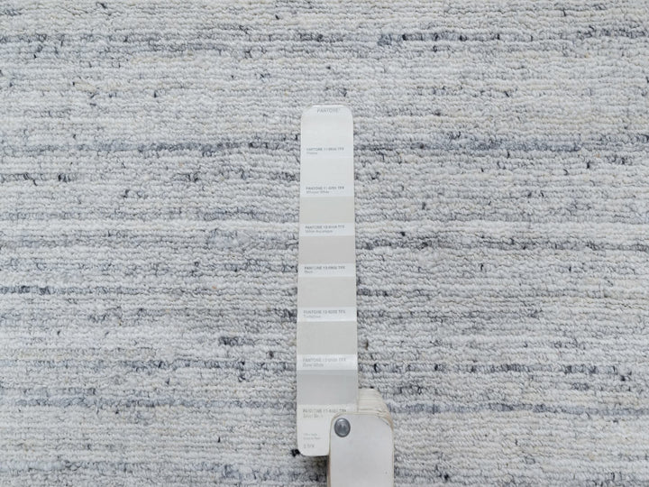 2'7" x 8'0" New Hand Loomed Grey Wool Runner Oriental Rug - MOA10290726