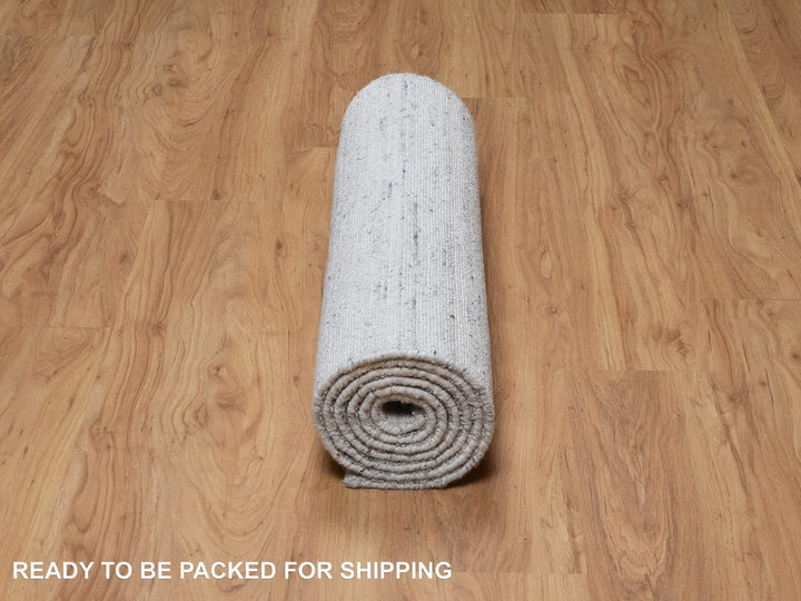 2'7" x 8'0" New Hand Loomed Grey Wool Runner Oriental Rug - MOA10290726