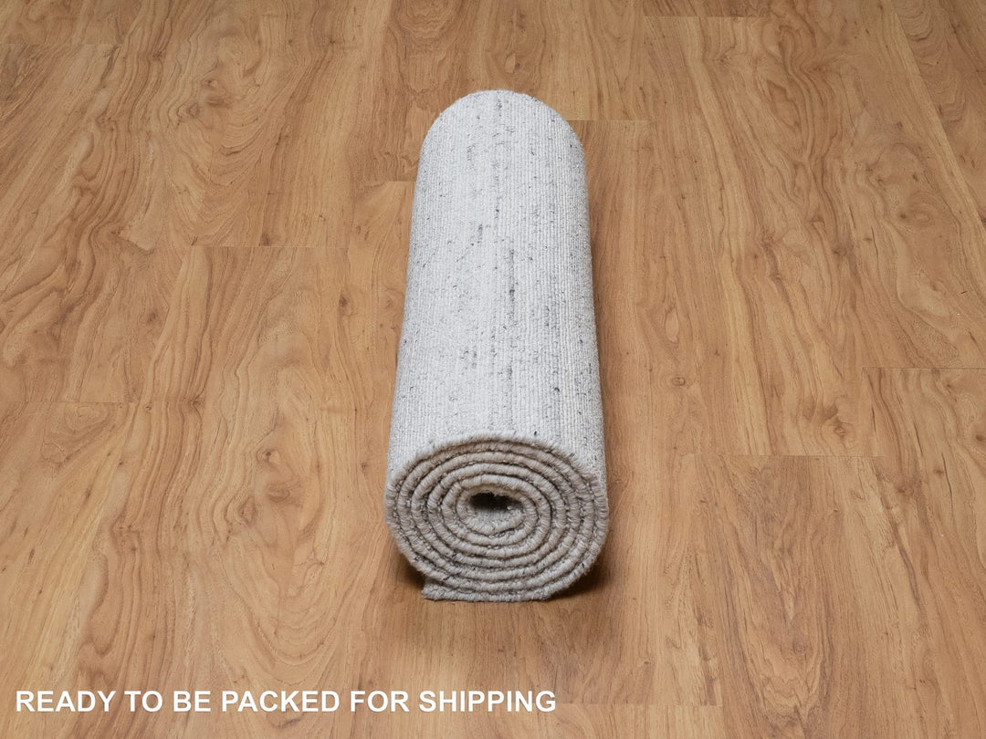 2'7" x 8'0" New Hand Loomed Grey Wool Runner Oriental Rug - MOA10290726