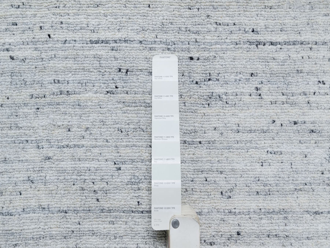 10'0" x 13'10" New Hand Loomed Grey Wool Rectangle Oriental Rug - MOA10290730