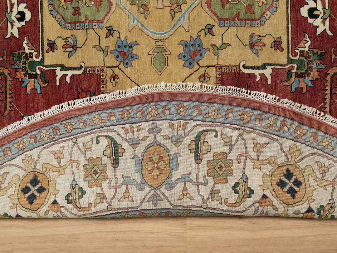 12'0" x 12'0" New Hand Knotted Red Wool Round Oriental Rug - MOA10290740