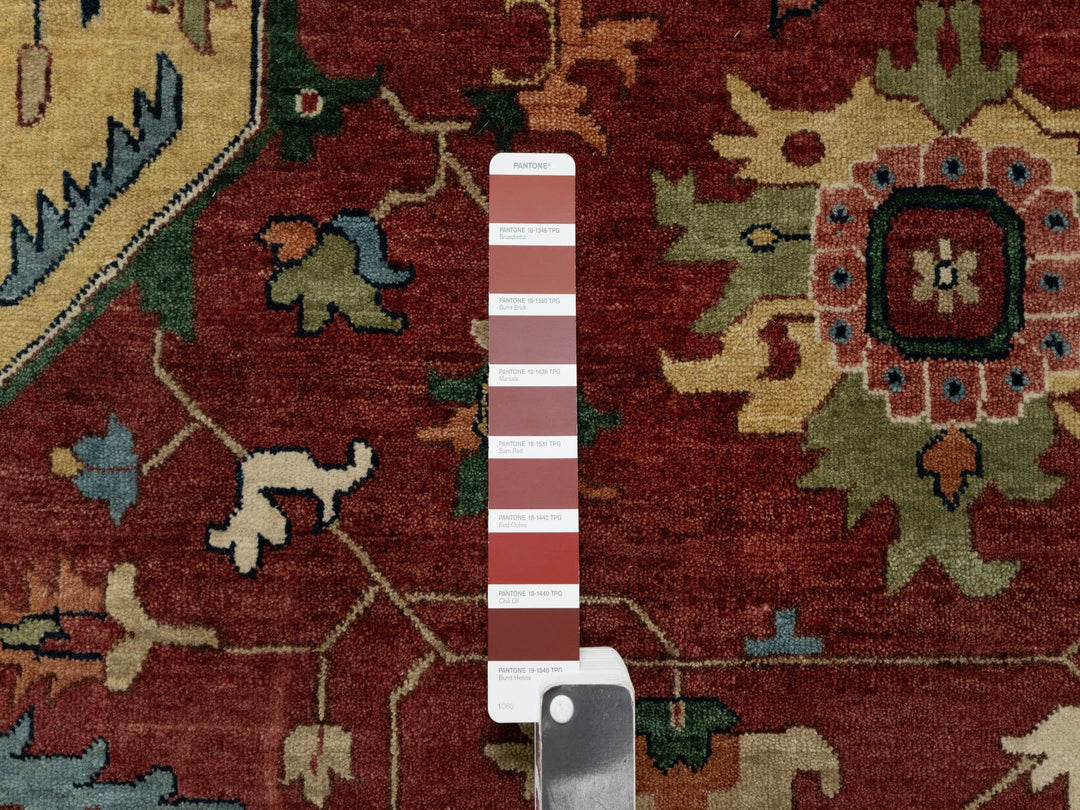 12'0" x 12'0" New Hand Knotted Red Wool Round Oriental Rug - MOA10290740