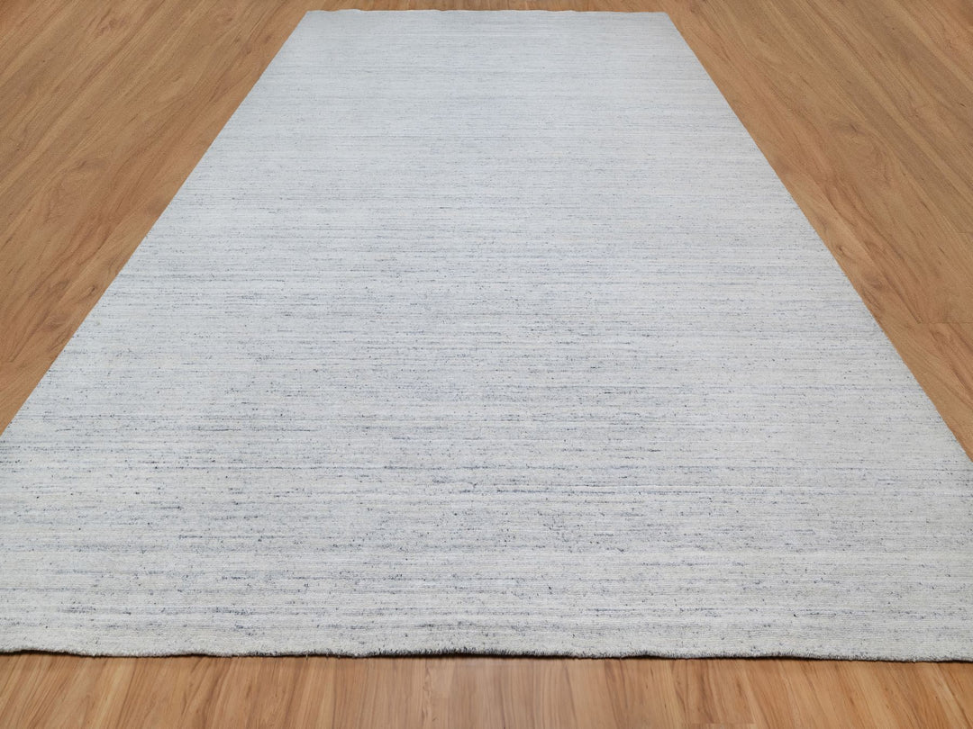 12'0" x 14'10" New Hand Loomed Grey Wool Rectangle Oriental Rug - MOA10290788