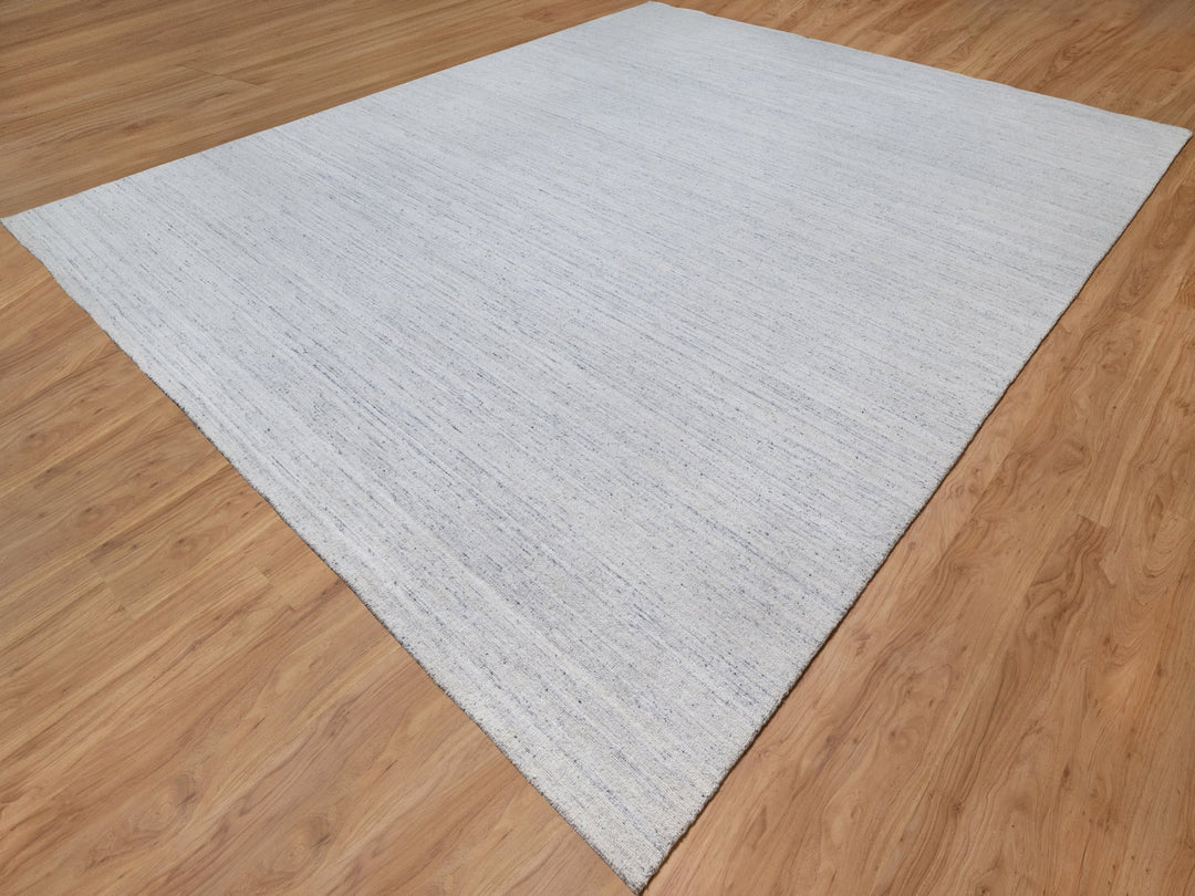 12'0" x 14'10" New Hand Loomed Grey Wool Rectangle Oriental Rug - MOA10290788