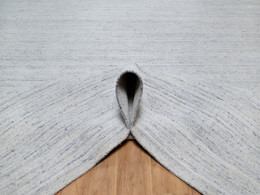 12'0" x 14'10" New Hand Loomed Grey Wool Rectangle Oriental Rug - MOA10290788