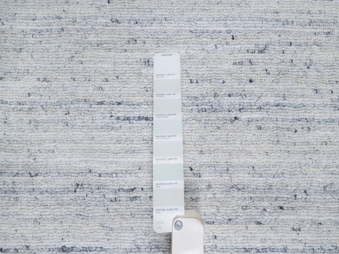 12'0" x 14'10" New Hand Loomed Grey Wool Rectangle Oriental Rug - MOA10290788