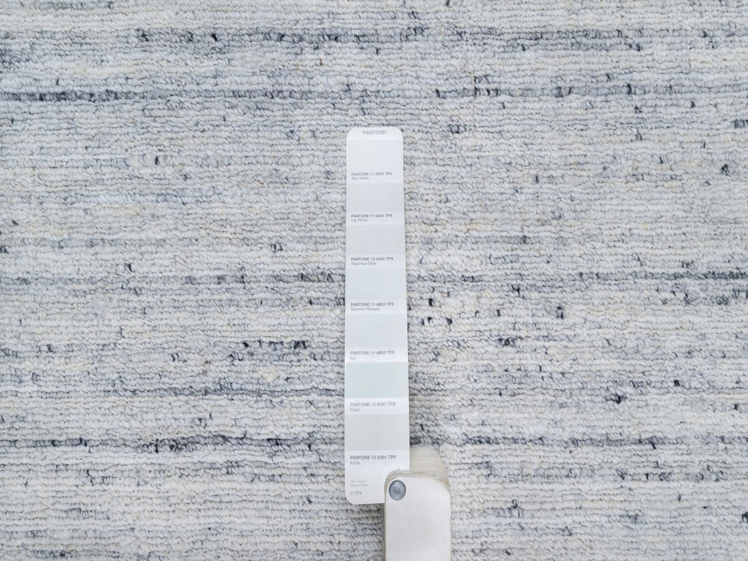 11'9" x 11'10" New Hand Loomed Grey Wool Square Oriental Rug - MOA10290789