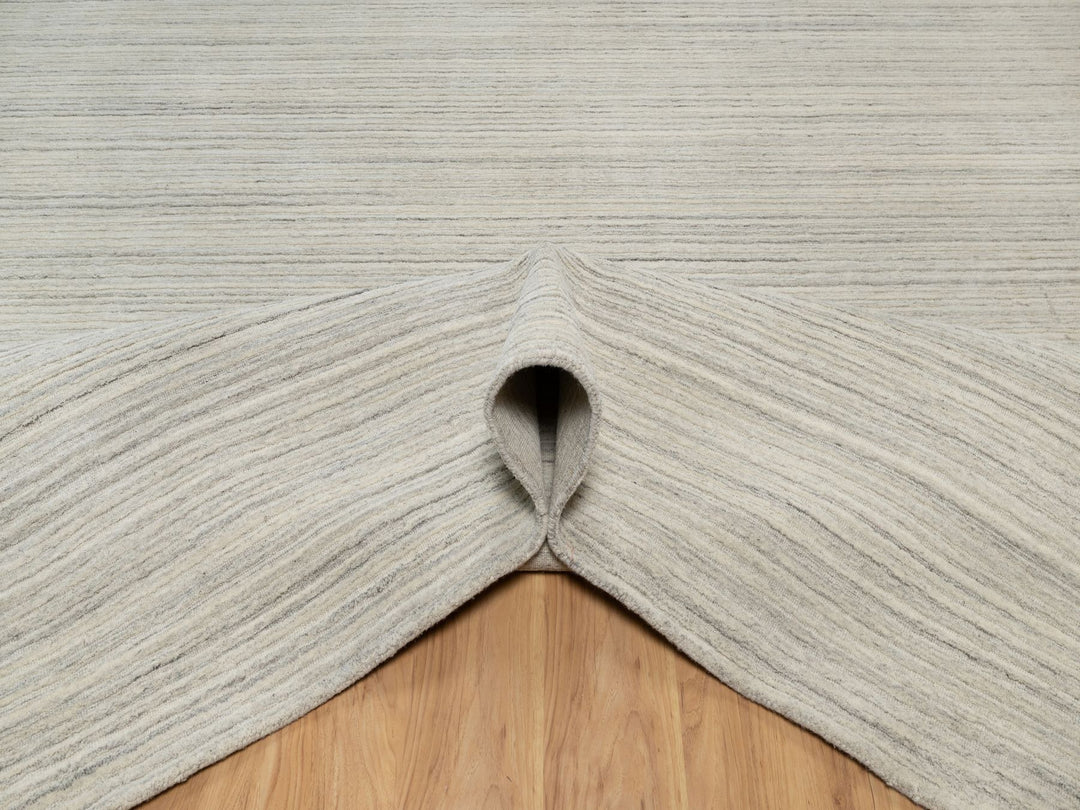 12'0" x 14'8" New Hand Loomed Beige Wool Rectangle Oriental Rug - MOA10290790