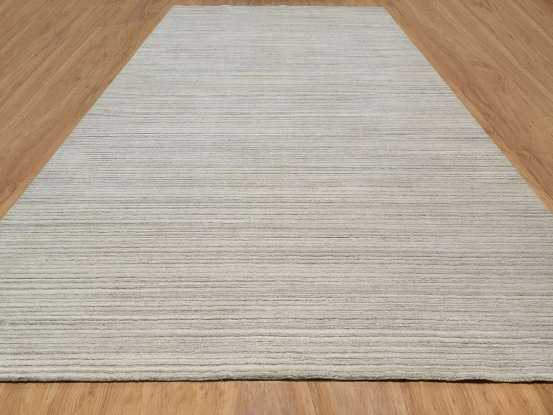 12'1" x 17'7" New Hand Loomed Beige Wool Rectangle Oriental Rug - MOA10290791