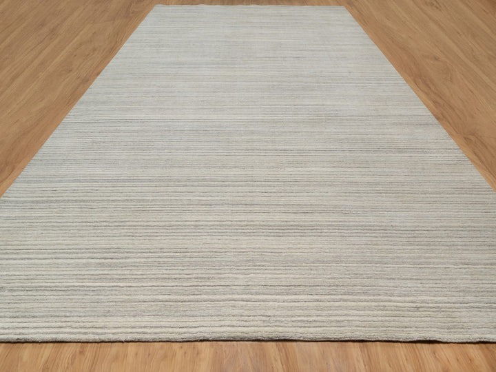 12'1" x 17'7" New Hand Loomed Beige Wool Rectangle Oriental Rug - MOA10290791
