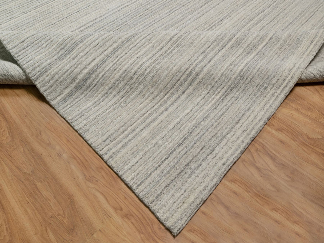 12'1" x 17'7" New Hand Loomed Beige Wool Rectangle Oriental Rug - MOA10290791