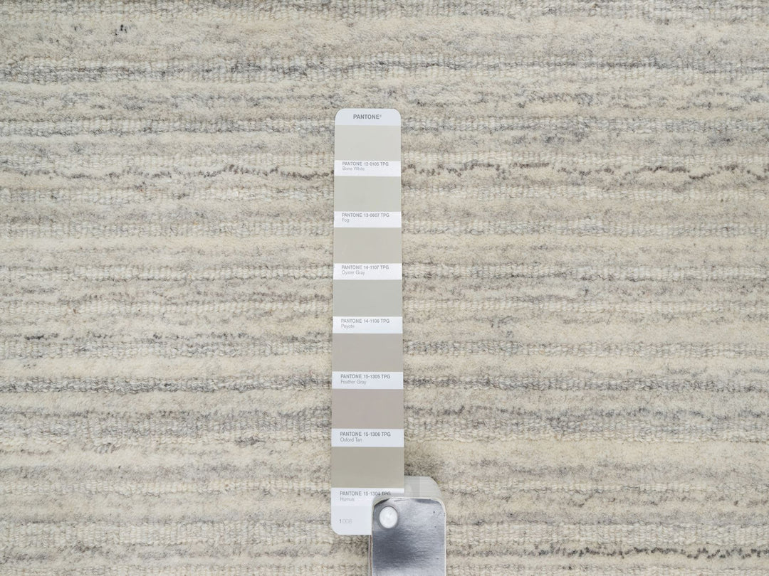 12'1" x 17'7" New Hand Loomed Beige Wool Rectangle Oriental Rug - MOA10290791