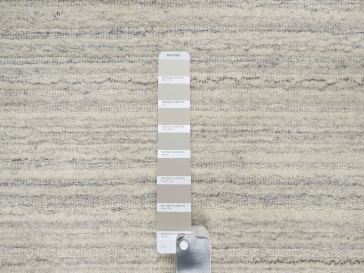 12'1" x 17'7" New Hand Loomed Beige Wool Rectangle Oriental Rug - MOA10290791