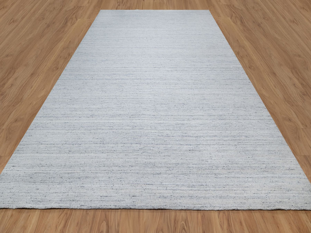 10'0" x 13'10" New Hand Loomed Grey Wool Rectangle Oriental Rug - MOA10290798