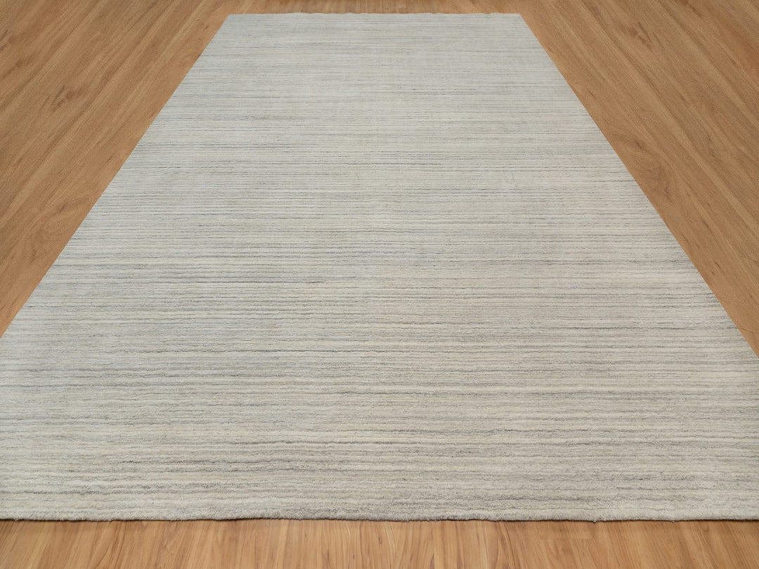 12'0" x 14'9" New Hand Loomed Beige Wool Rectangle Oriental Rug - MOA10290799