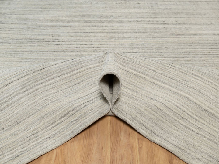 12'0" x 14'9" New Hand Loomed Beige Wool Rectangle Oriental Rug - MOA10290799