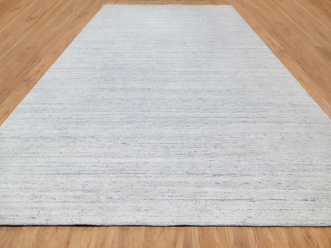12'1" x 17'9" New Hand Loomed Grey Wool Rectangle Oriental Rug - MOA10290800