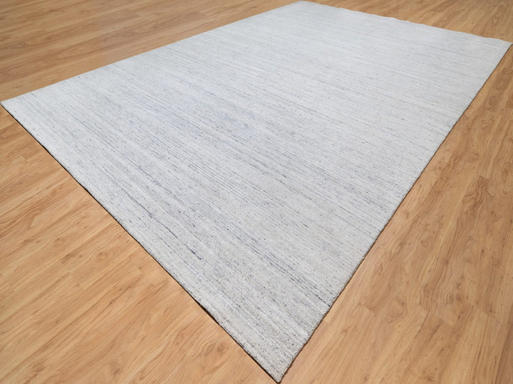 12'1" x 17'9" New Hand Loomed Grey Wool Rectangle Oriental Rug - MOA10290800