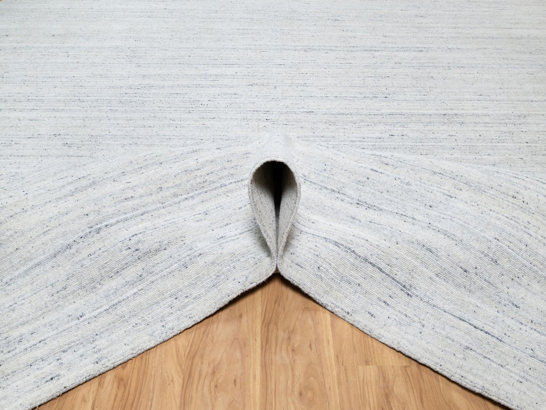 12'1" x 17'9" New Hand Loomed Grey Wool Rectangle Oriental Rug - MOA10290800