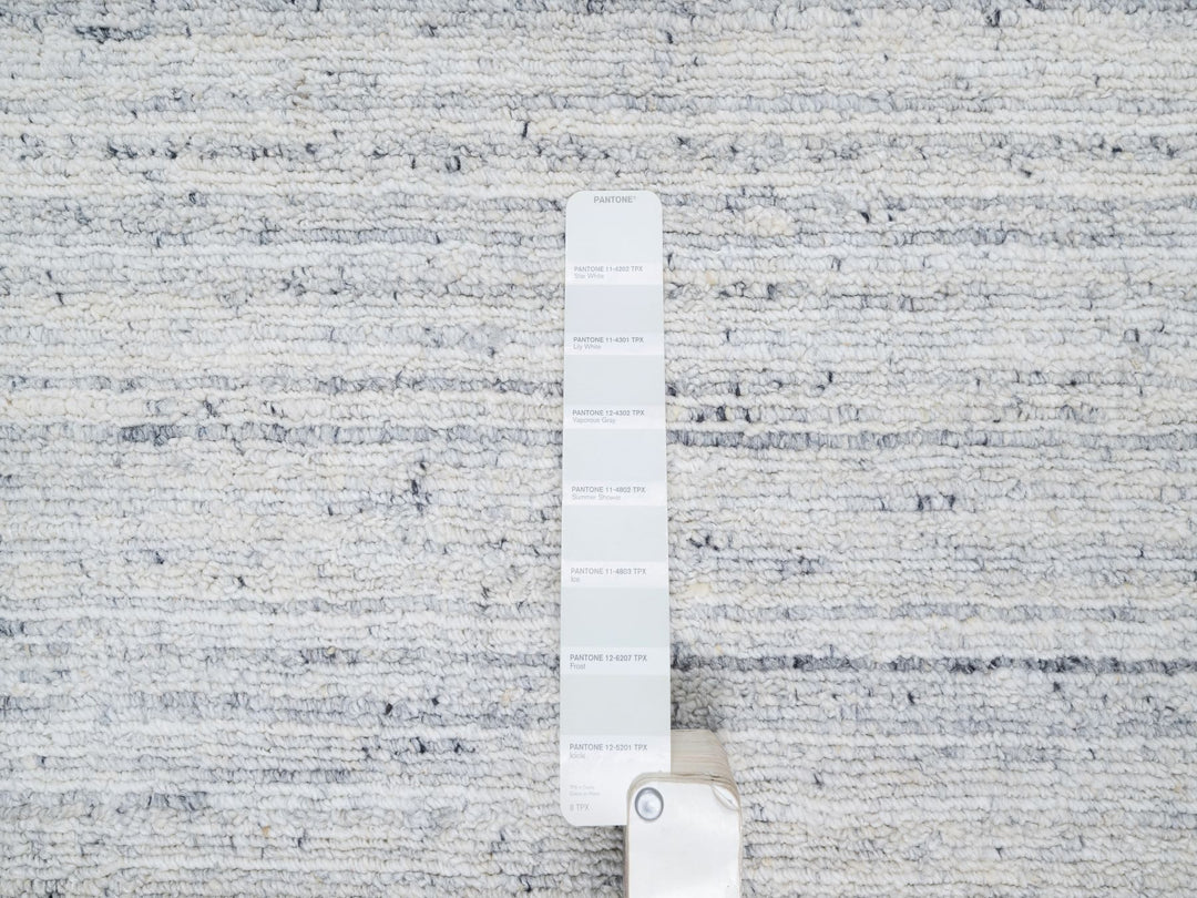 12'1" x 17'9" New Hand Loomed Grey Wool Rectangle Oriental Rug - MOA10290800