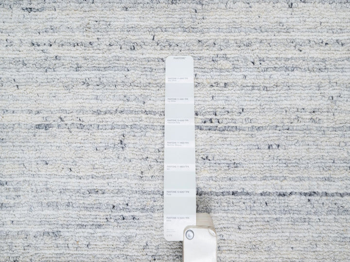 12'1" x 17'9" New Hand Loomed Grey Wool Rectangle Oriental Rug - MOA10290800