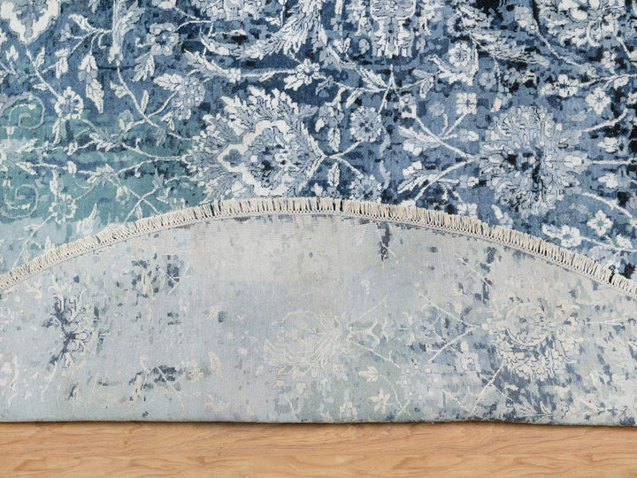 12'0" x 12'0" New Hand Knotted Grey Wool & Silk Round Oriental Rug - MOA10290808