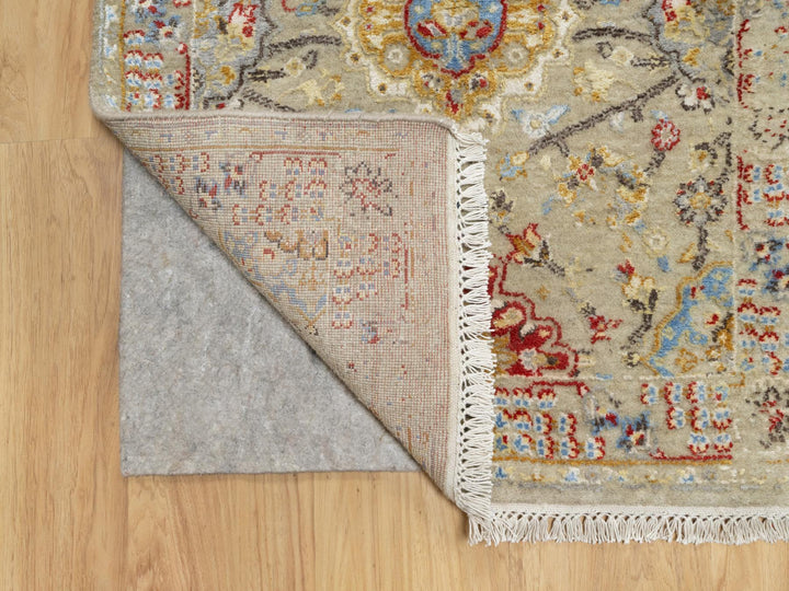 6'2" x 24'0" New Hand Knotted Beige Wool & Silk Runner Oriental Rug - MOA10290809