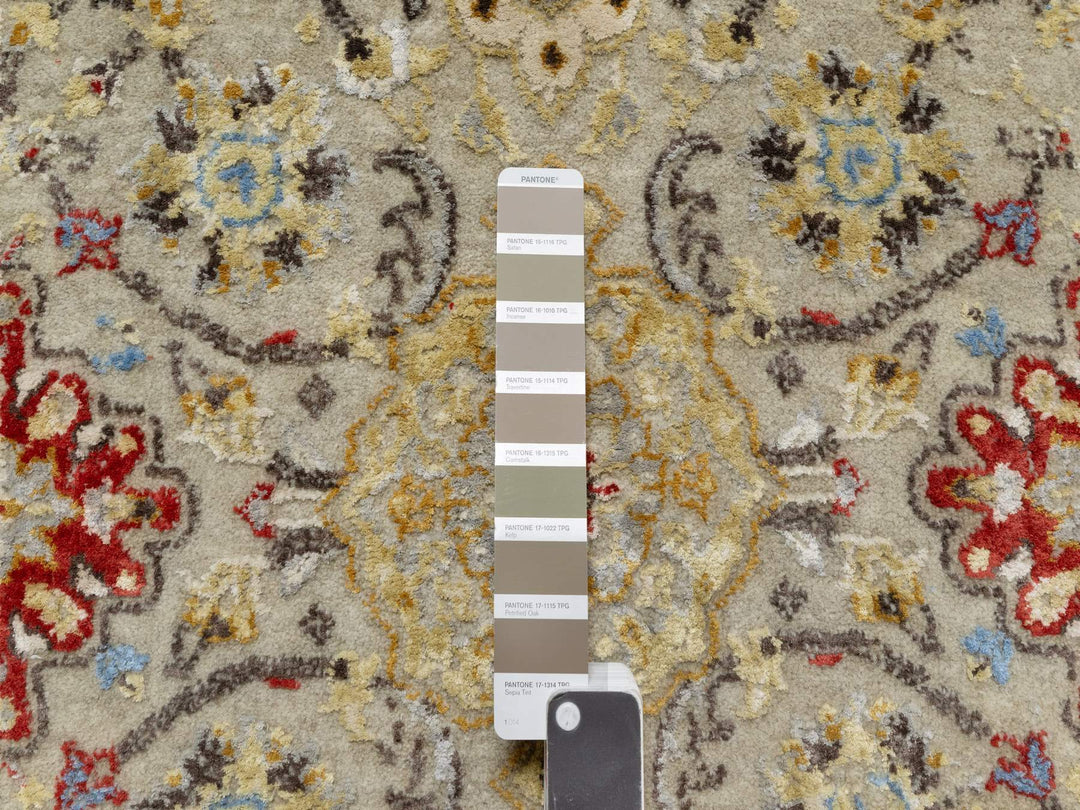 6'2" x 24'0" New Hand Knotted Beige Wool & Silk Runner Oriental Rug - MOA10290809