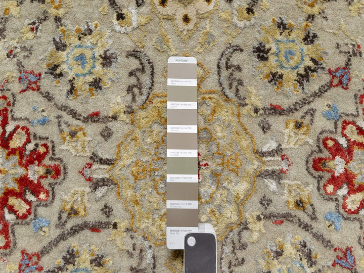 6'2" x 24'0" New Hand Knotted Beige Wool & Silk Runner Oriental Rug - MOA10290809