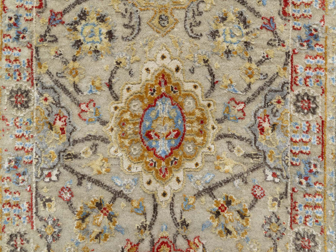 6'2" x 24'0" New Hand Knotted Beige Wool & Silk Runner Oriental Rug - MOA10290809