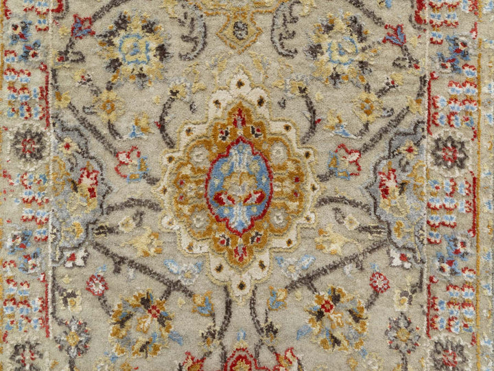 6'2" x 24'0" New Hand Knotted Beige Wool & Silk Runner Oriental Rug - MOA10290809