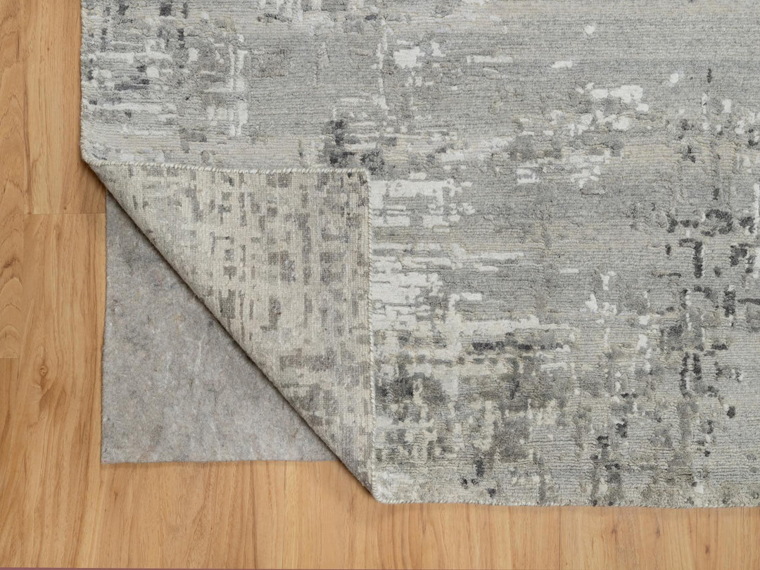 12'0" x 14'9" New Hand Knotted Grey Wool Rectangle Oriental Rug - MOA10290837