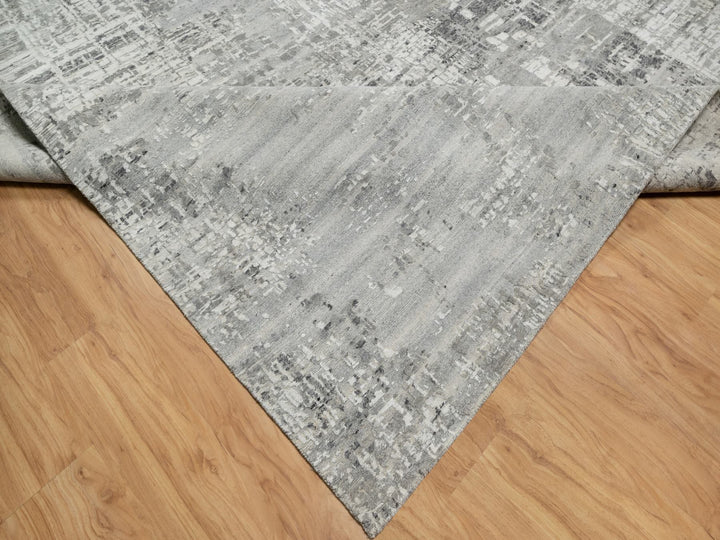 12'0" x 14'9" New Hand Knotted Grey Wool Rectangle Oriental Rug - MOA10290837