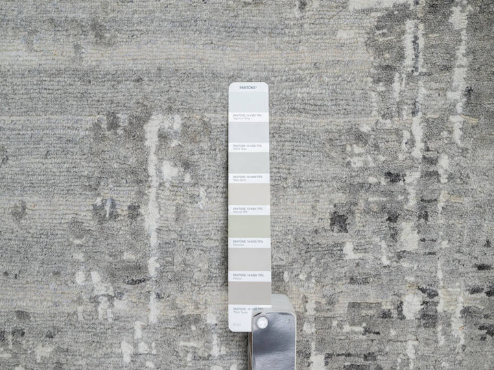 12'0" x 14'9" New Hand Knotted Grey Wool Rectangle Oriental Rug - MOA10290837