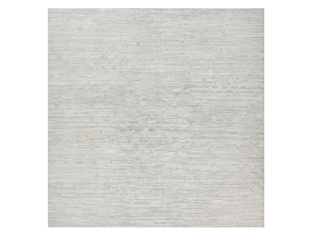 12'0" x 12'1" New Hand Knotted Grey Wool Square Oriental Rug - MOA10290850