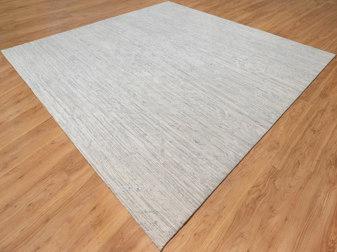 12'0" x 12'1" New Hand Knotted Grey Wool Square Oriental Rug - MOA10290850